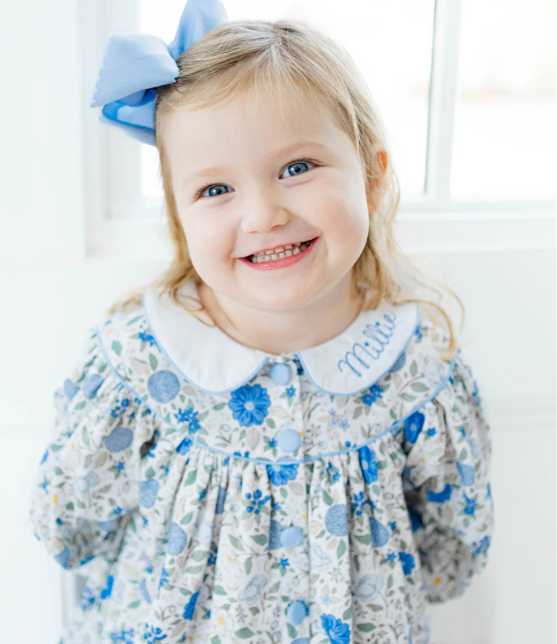 Blue Foral Collared Dress